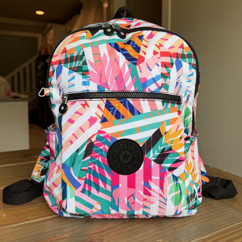 Kipling Chuwy Backpack Bookbag Tropical Patchwork Garden Adjustable MSRP $119